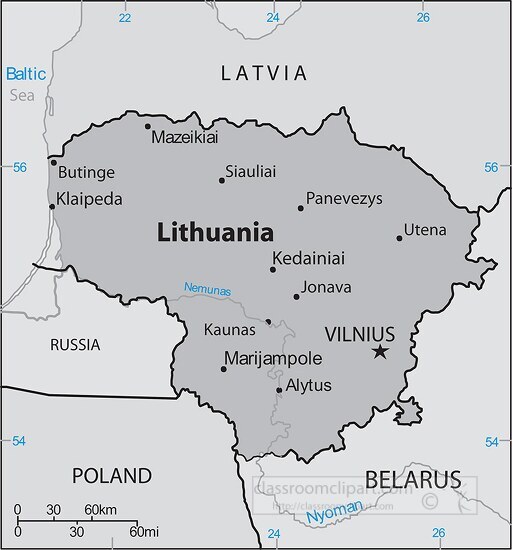 Lithuania country map gray color