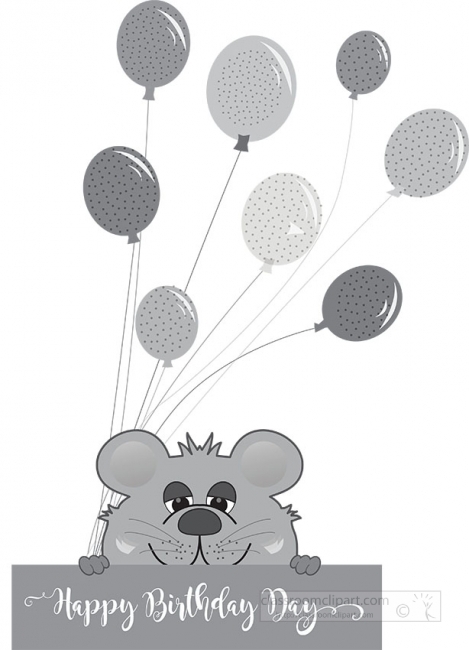 little bear with colorful balloon happy birthday vector gray col