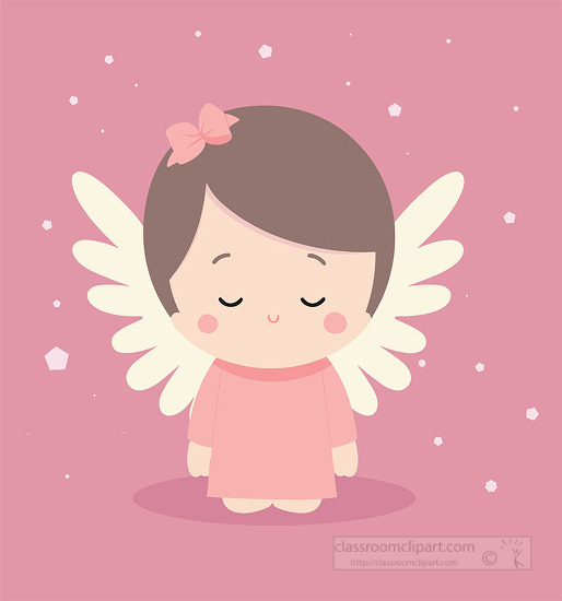 little cute angel with her eyes closed clip art