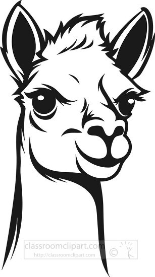 llama face black outline illustration