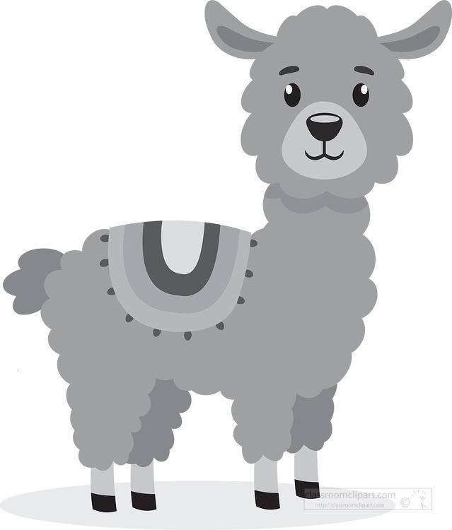 llama with a colorful blanket on its back gray color clip art