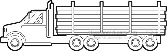 logging truck filled with logs printable black outline clipart
