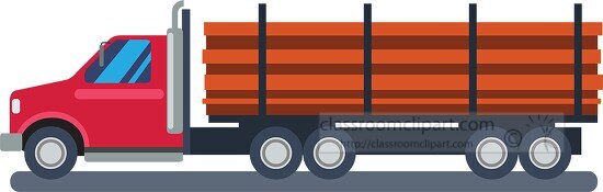 logging truck with flat bed filled with logs clipart