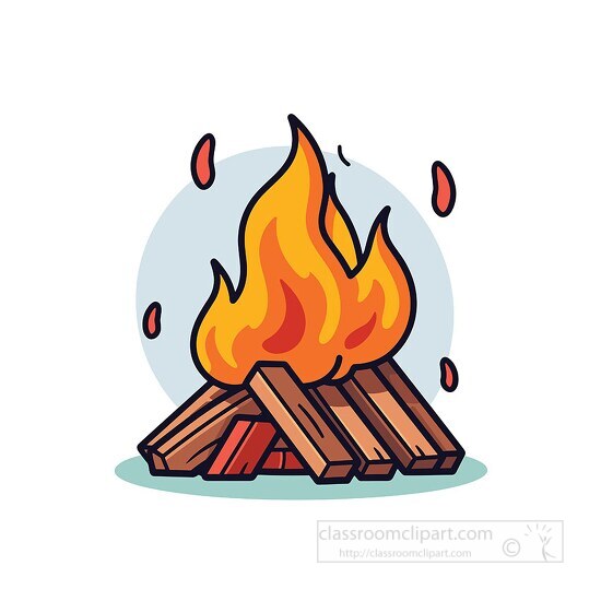 logs in a flickering campfire clip art