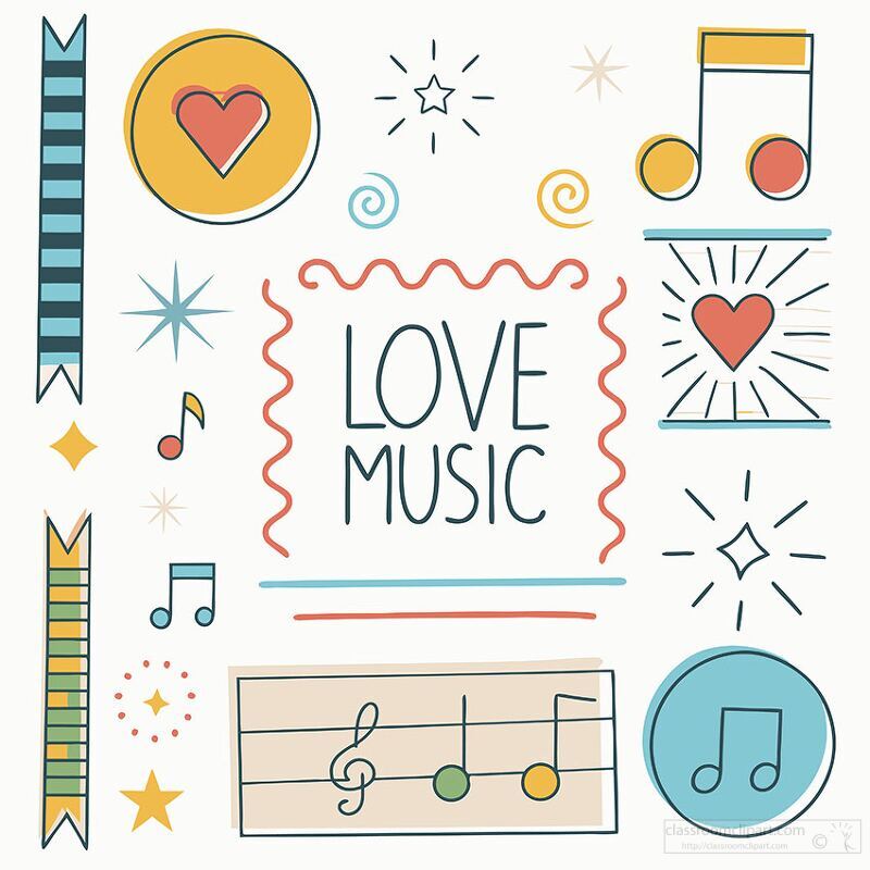 Love Music Illustration with Hearts and Notes