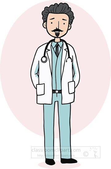 male doctor stands wearing a white coat