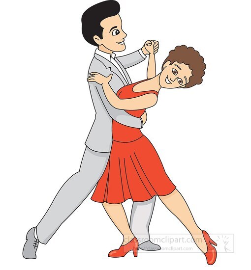 man and woman enjoying  ball room dance clipart