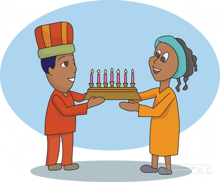 man and woman holding kwanzaa candles