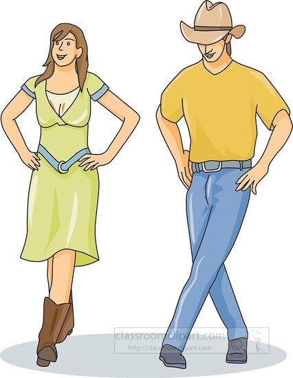man and woman line dancing clipart
