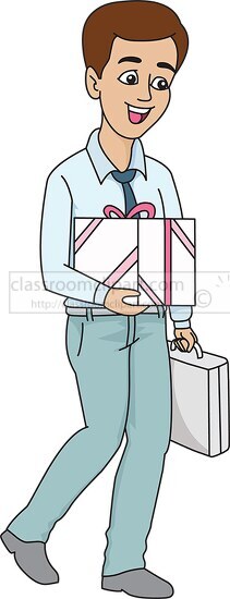 man with briefcase holding a gift clip art