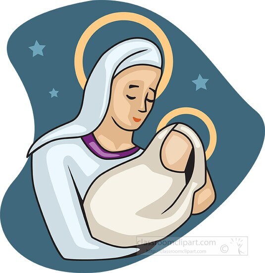 mary holding baby jesus clipart