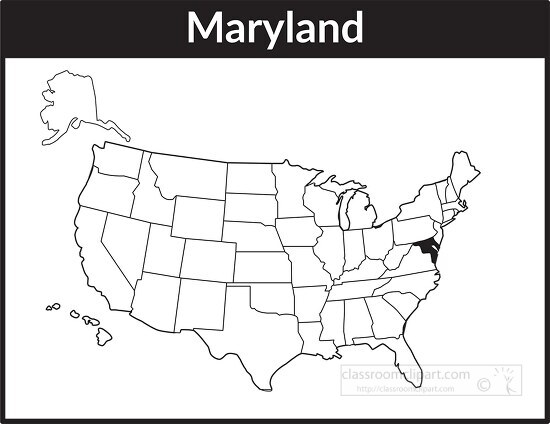maryland map square black white clipart