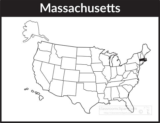 massachusetts map square black white clipart