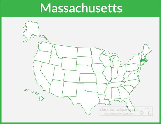 massachusetts map square color outline clipart