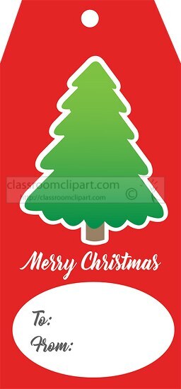 merry christmas tree gift tag clipart