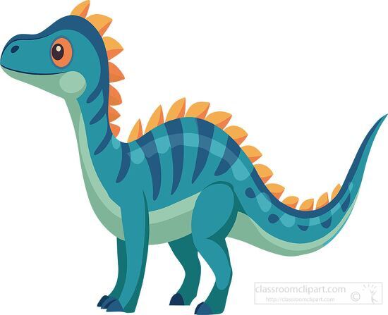 microsaurus like dinosaur with orange spines along its back and tail (1) clipart