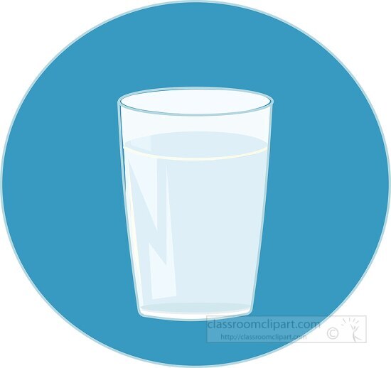 milk in a clear glass round blue icon background