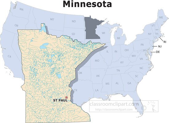 Minnesota state large usa map clipart