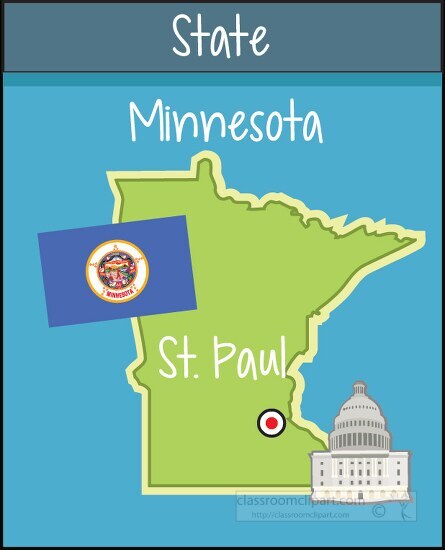 minnesota state map capital st paul with state flag clipart
