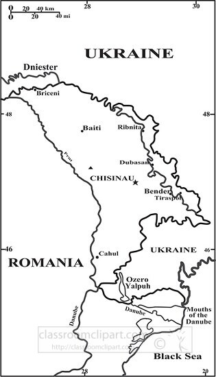 Moldova country map black outline