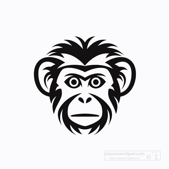 monkey face black outline clip art
