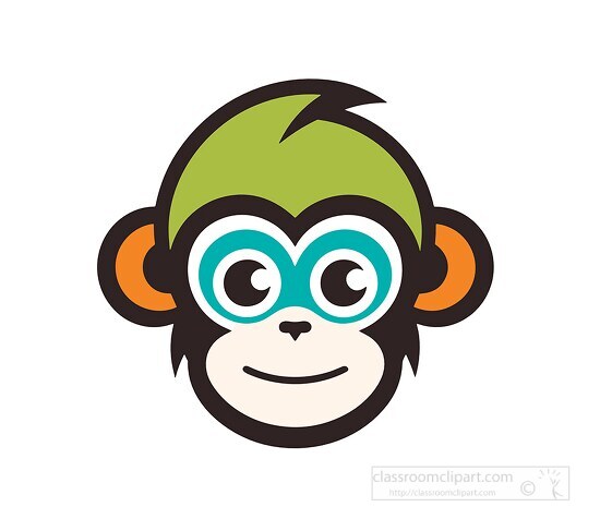 monkey face with blue eyes clip art