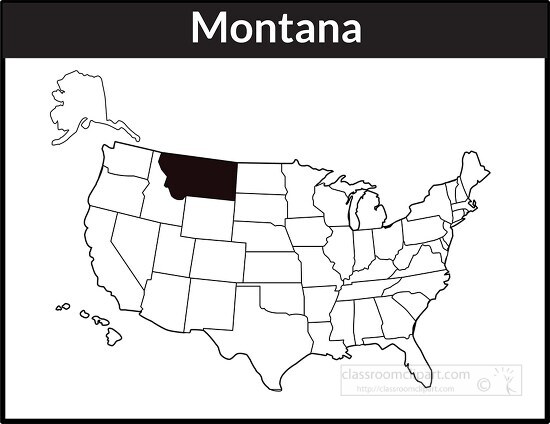 montana us map square black white clipart