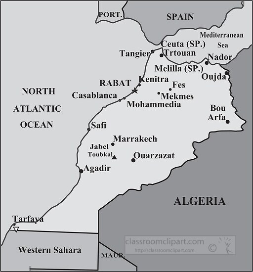 Morocco country map gray color