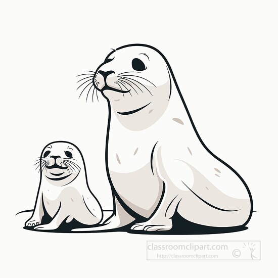 mother baby sea lions clip art