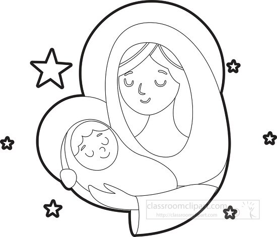 mother mary and child jesus christian clipart copy