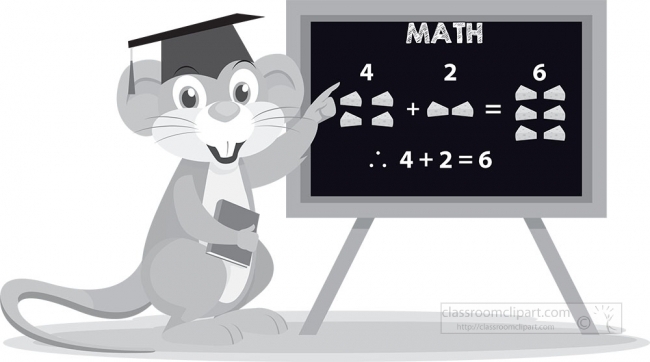 mouse character teaching math with cheeze counting gray color cl