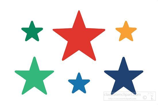 Multicolored stars of different sizes