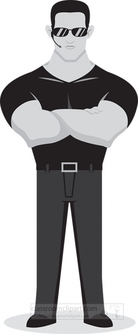 muscular security bodyguard gray color clipart