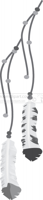 native american feathers on leather vector gray color clipart