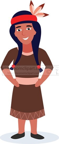 native american indian female in traditional clothing clipart