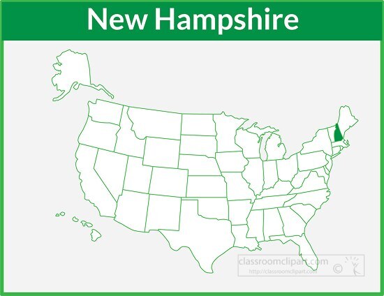 new hampshire map square color outline clipart
