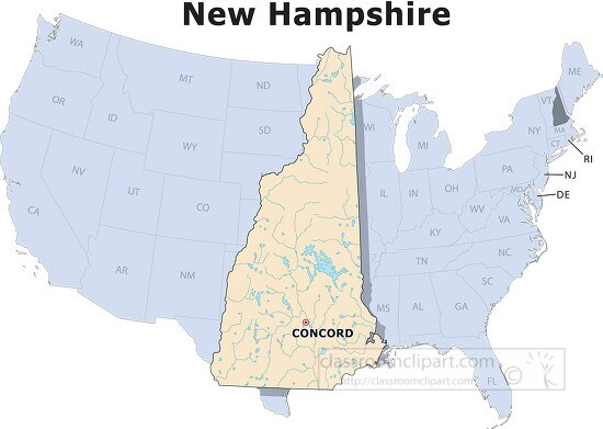 New Hampshire state large usa map clipart