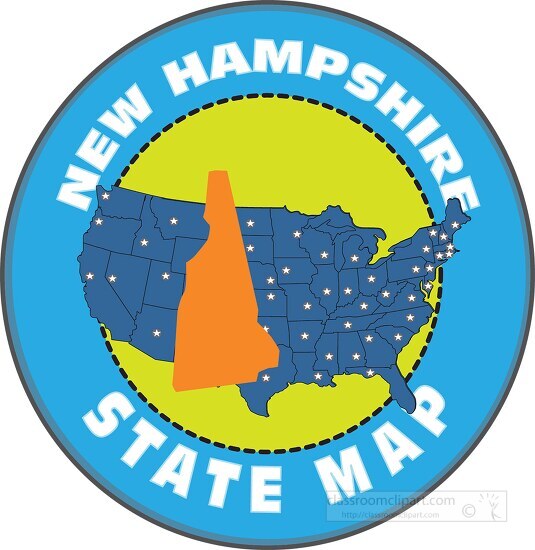 new hampshire state map with us map round design