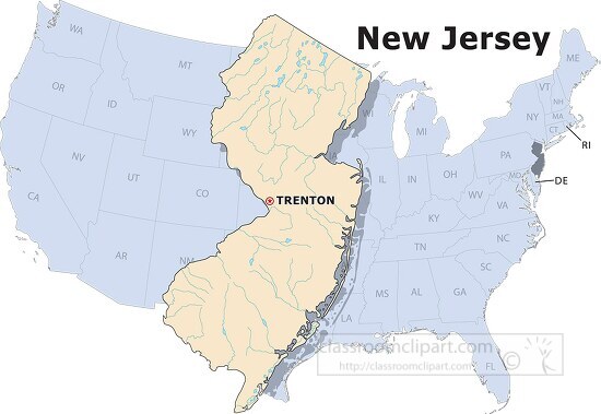 New Jersey state large usa map clipart