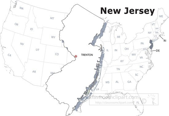New Jersey usa state black outline clipart