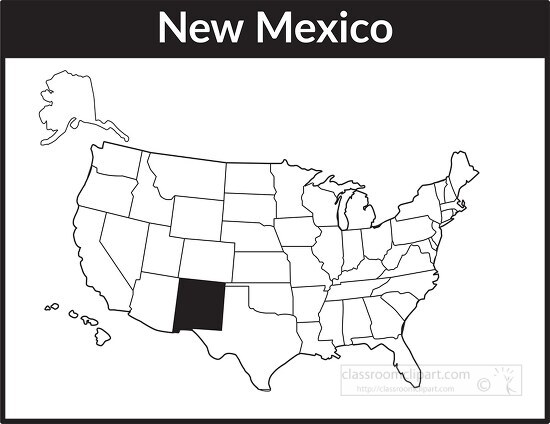 new mexico map square black white clipart