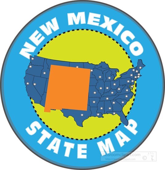 new mexico state map with us map round design