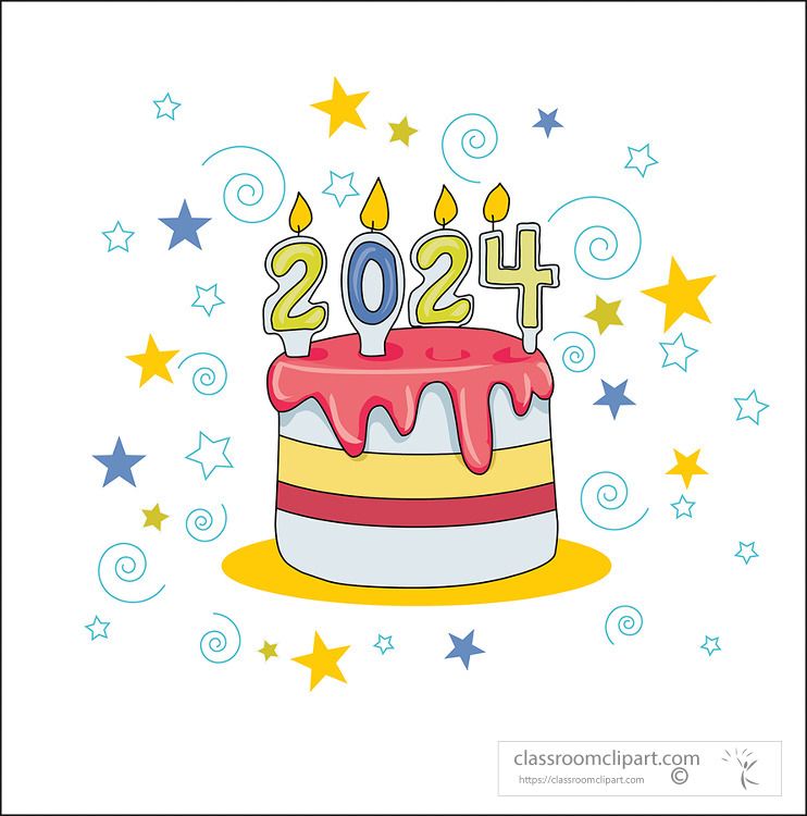 new year celebration cake clipart 2024
