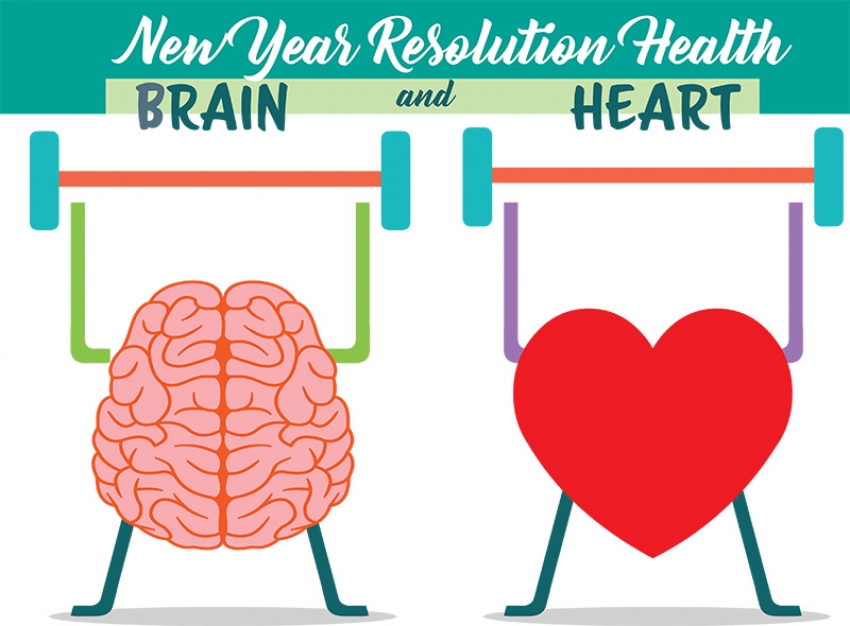 new years resolution brain and heart health clipart