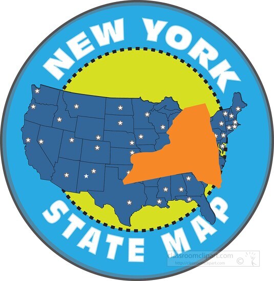 new york state map with us map round design