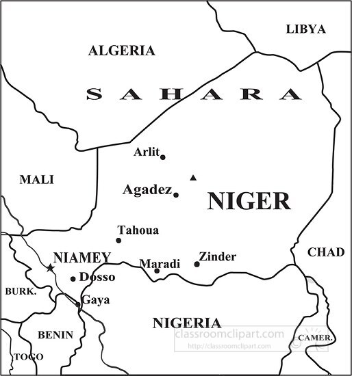 Niger map black outline