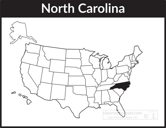 north carolina map square black white clipart