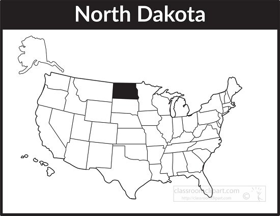 north dakota map square black white clipart