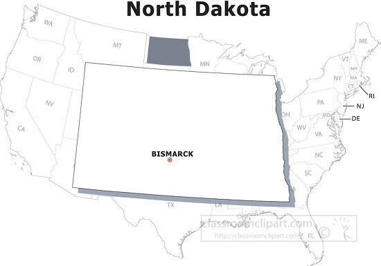 North Dakota usa state black outline clipart