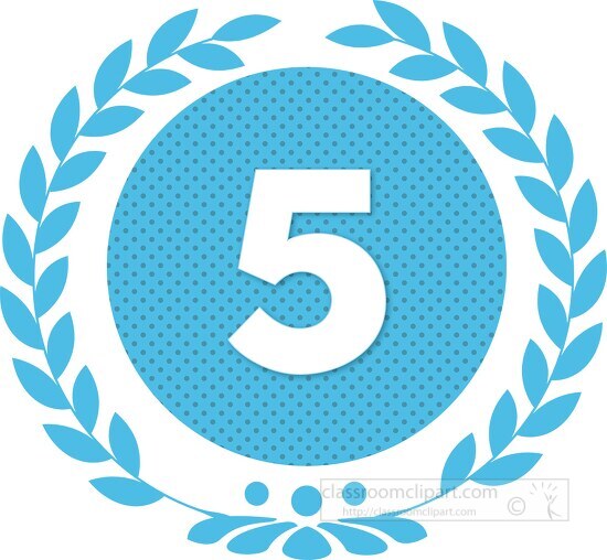 number five blue dots with wreath design